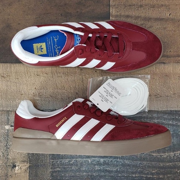 adidas busenitz vulc samba rx burgundy & white shoes